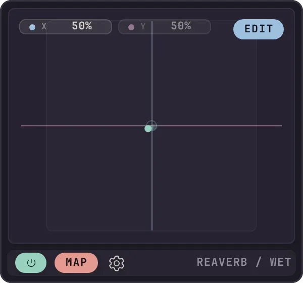 The XY Pad with a dot that can be dragged anywhere on the pad